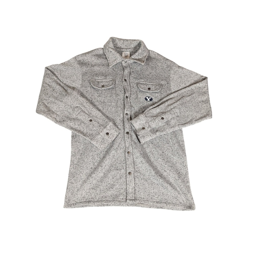 Original Rivarly Threads BYU Cougars Gray Fleece Button Down‎ Long Sleeve Mens M
